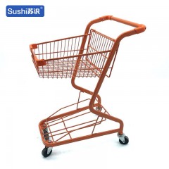 苏识 双层手推车 超市手推购物车日式双层提篮车 F7橙色64*45*91cm（辆）2110145
