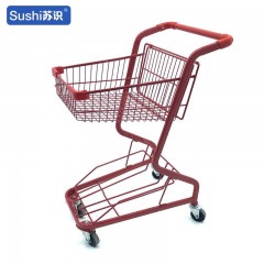 苏识 双层手推车 超市手推购物车日式双层提篮车 F7红色64*45*91cm（辆）2110139
