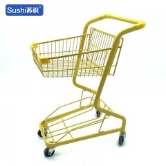 苏识 双层手推车 超市手推购物车日式双层提篮车 F7黄色64*45*91cm（辆）2110140