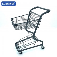 苏识 双层手推车 超市手推购物车日式双层提篮车 F7灰色64*45*91cm（辆）2110141