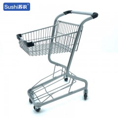 苏识 双层手推车 超市手推购物车日式双层提篮车 F7银色64*45*91cm（辆）2110144