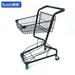 苏识 双层手推车 超市手推购物车日式双层提篮车 F7黑色64*45*91cm（辆）2110142