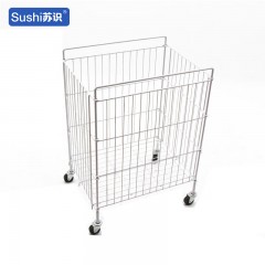 苏识 铁丝促销笼 适用超市卖场仓储理货 500*500*700mm 白色带轮衣物笼（个）2260015