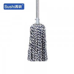 苏识 XJZ039 棉线拖把工厂平板宽头拖把 蓝白圆头加固款钢杆 5把/包