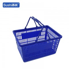 苏识 塑料购物筐 超市卖场中号外置平底40*30*21cm 30个/箱 蓝色（个）2210098