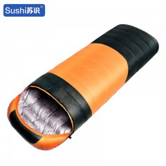 苏识 冬季旅行野营保暖成人羽绒棉睡袋 210*85cm2800g 桔色 个 11320016