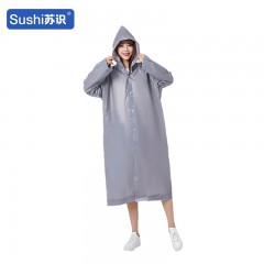 苏识 户外旅行游玩雨天骑车防淋湿加厚非一次性EVA连体雨衣 140g敞口灰色（10件)3540393