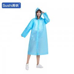 苏识 户外旅行游玩雨天骑车防淋湿加厚非一次性EVA连体雨衣 140g敞口天蓝色（10件)3540394