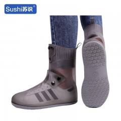 苏识 雨天硅胶雨鞋套 4XL 茶帮茶底 层厚底加高筒 双 3132183