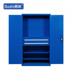 苏识 YJ00043/4 重型工具柜子工厂车间用铁皮收纳箱 蓝色三层+二抽