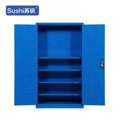 苏识 YJ00042/3 重型工具柜子工厂车间用铁皮收纳箱 蓝色4层+挂板