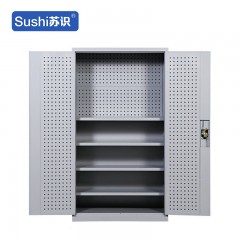 苏识 YJ00042/2 重型工具柜子工厂车间用铁皮收纳箱 灰白色4层+挂板