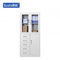 苏识 YJ00058/5 钢制文件柜铁皮柜办公室档案柜财务储物柜 偏五斗文件柜 厚1.4mm