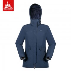 onepolar极地户外冲锋衣女士三合一防水透气登山服两件套 深军蓝 XL