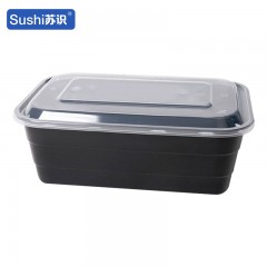 苏识 一次性打包餐盒 2000ml方形 黑色 150套/箱 箱 11210169
