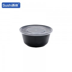 苏识 一次性打包餐盒 450ml圆形 黑色 450套/箱 箱 11210174