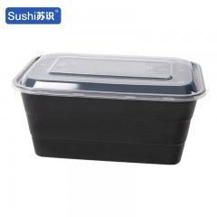 苏识 一次性打包餐盒 2500ml方形 黑色 150套/箱 箱 11210170