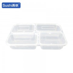 苏识 一次性多格打包餐盒 1000ml均分四格 透明 150套/箱 箱 11210236