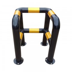 苏识 C型双杆挡车器 SS-DCQ14 76×500×500mm 高600mm 柱子厚1mm 黄黑色 法兰底座 个