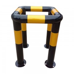 苏识 口型单杆挡车器 SS-DCQ17 76×500×500mm 高600mm 柱子厚1mm 黄黑色 法兰底座 个