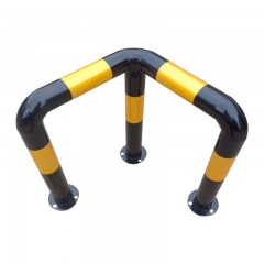 苏识 L型单杆挡车器 SS-DCQ15 76×500×500mm 高600mm 柱子厚1mm 黄黑色 法兰底座 个