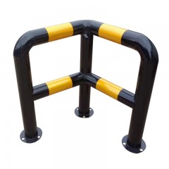 苏识 L型双杆挡车器 SS-DCQ16 76×500×500mm 高600mm 柱子厚1mm 黄黑色 法兰底座 个