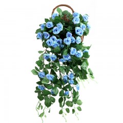 苏识 仿真蔷薇花 SS-FZQW01 长约80cm 花朵φ5cm 蓝色蔷薇花+鸟窝篮 2件/套 套
