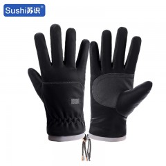 苏识 冬新男保暖触屏防风防泼水运动手套 黑色 双 3460493