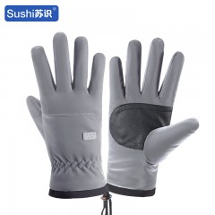 苏识 冬新男保暖触屏防风防泼水运动手套 灰色 双 3460494