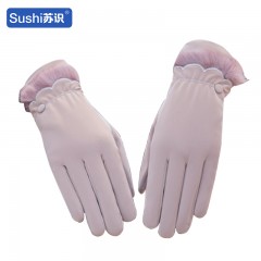 苏识 女士秋冬季肤感AB版防风触屏保暖手套 驼色 双 3460513