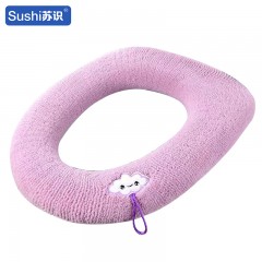 苏识 冬季卫生间可水洗防寒保暖马桶坐垫 云朵带提手 粉色 个 11130003