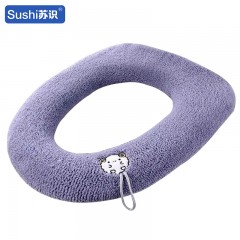 苏识 冬季卫生间可水洗防寒保暖马桶坐垫 小羊带提手 紫色 个 11130002