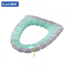 苏识 冬季卫生间可水洗防寒保暖马桶坐垫 提手款 撞色灰绿 个 11130010