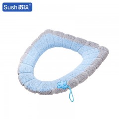 苏识 冬季卫生间可水洗防寒保暖马桶坐垫 提手款 撞色灰蓝 个 11130009