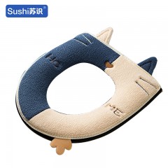 苏识 冬季浴室绒面加厚保暖通用马桶坐垫 深蓝白拼色 个 11130032