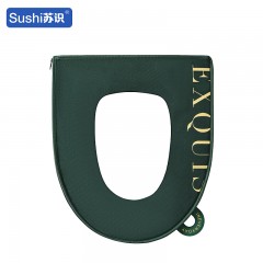 苏识 冬季酒店卫浴高端丝绒保暖防水马桶坐垫 丝绒布 绿色圆形 个 11130052