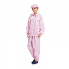 钢米 防静电服 无尘服 车间工作服  XLD-1013C 3XL 粉色 男女通用 不含帽子